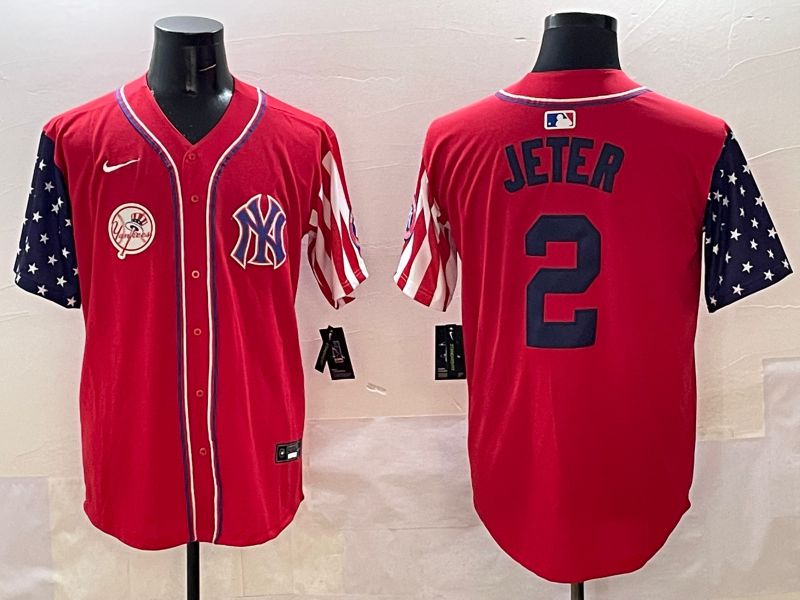 Men New York Yankees #2 Jeter Red a generation of national flags Jointly Name 2025 Nike MLB Jersey style 9